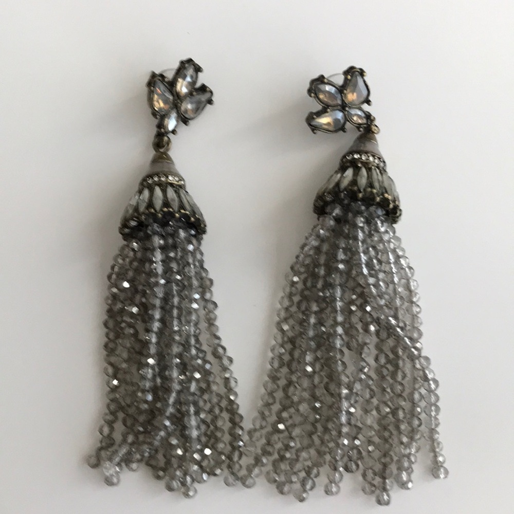 Bauble Bar Tinsel Beaded Tassel Earrings